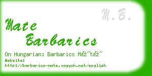 mate barbarics business card